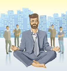 Image showing Vector businessman and silhouettes of business people