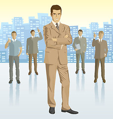 Image showing Vector businessman and silhouettes of business people