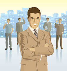 Image showing Vector businessman and silhouettes of business people