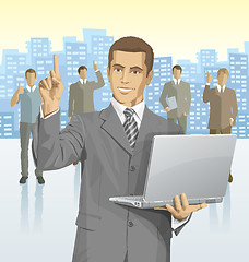 Image showing Vector businessman and silhouettes of business people