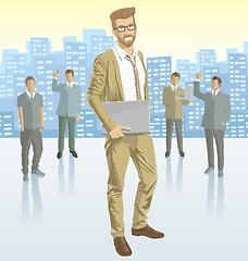 Image showing Vector businessman and silhouettes of business people