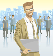 Image showing Vector businessman and silhouettes of business people