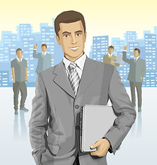 Image showing Vector businessman and silhouettes of business people