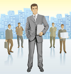 Image showing Vector businessman and silhouettes of business people