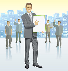 Image showing Vector businessman and silhouettes of business people