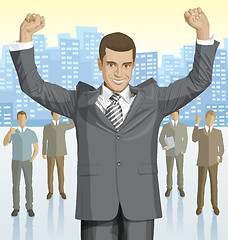 Image showing Vector businessman and silhouettes of business people