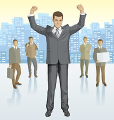 Image showing Vector businessman and silhouettes of business people