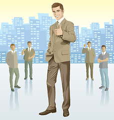 Image showing Vector businessman and silhouettes of business people