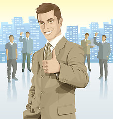 Image showing Vector businessman and silhouettes of business people