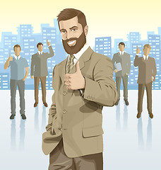 Image showing Vector businessman and silhouettes of business people