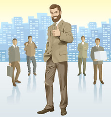 Image showing Vector businessman and silhouettes of business people