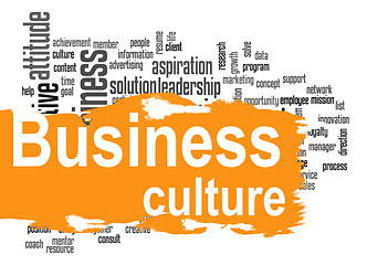 Image showing Business culture word cloud with yellow banner