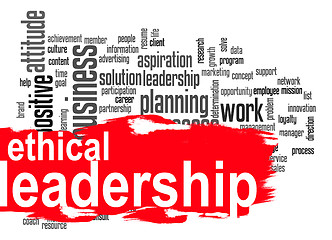 Image showing Ethical leadership word cloud with red banner