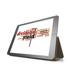 Image showing Dividend yield word cloud on tablet