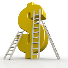 Image showing Yellow dollar sign with white ladder