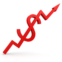 Image showing Red graph with dollar sign up