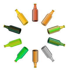 Image showing Colored Glass Beer Bottles Set