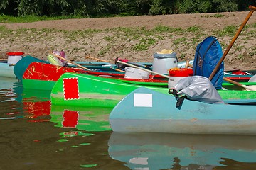 Image showing Canoes on the Riverside