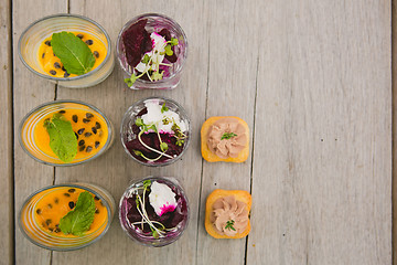 Image showing Catering. Salad in a glass