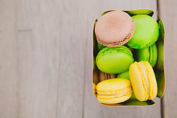 Image showing french colorful macarons.