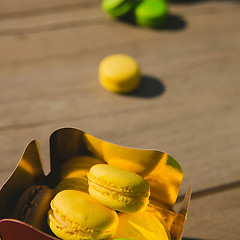 Image showing french colorful macarons.