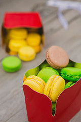 Image showing french colorful macarons.