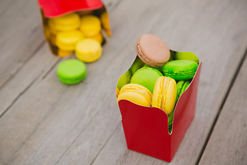 Image showing french colorful macarons.