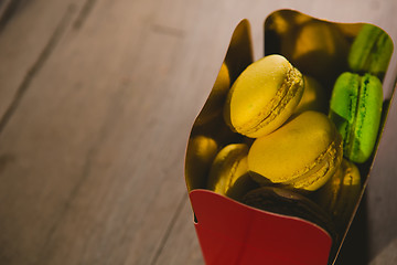 Image showing french colorful macarons.