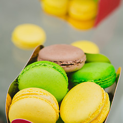 Image showing french colorful macarons.