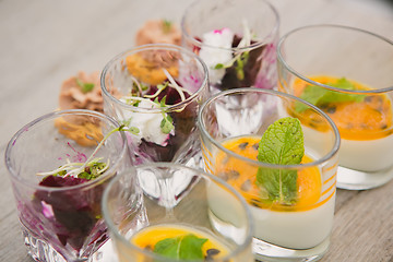 Image showing Catering. Salad in a glass