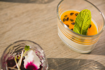 Image showing Catering. Salad in a glass