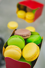 Image showing french colorful macarons.