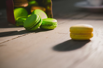 Image showing french colorful macarons.