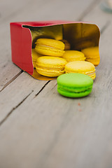 Image showing french colorful macarons.