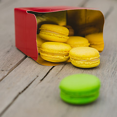 Image showing french colorful macarons.