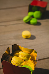 Image showing french colorful macarons.