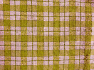 Image showing Retro look Green checkered tablecloth background