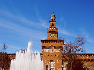 Image showing Retro look Castello Sforzesco Milan