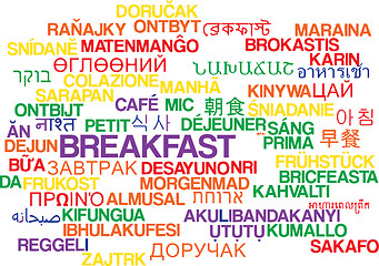 Image showing Breakfast multilanguage wordcloud background concept