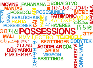 Image showing Possessions multilanguage wordcloud background concept