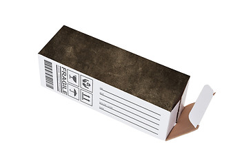 Image showing Old dirty cardboard box on a white background