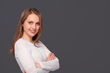 Image showing Portrait of a woman with folded hands