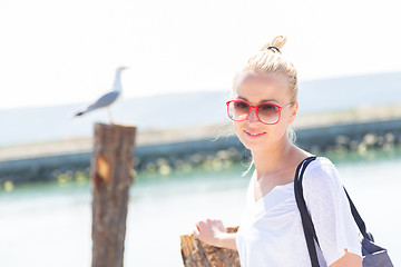 Image showing Woman on the beach in summertime.