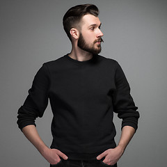 Image showing Fashion portrait of young man in black 