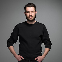 Image showing Fashion portrait of young man in black 