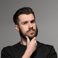 Image showing Fashion portrait of young man in black 