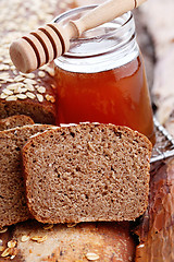 Image showing bread with honey and oats