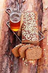 Image showing bread with honey and oats