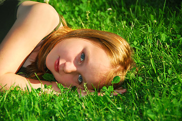 Image showing Girl grass