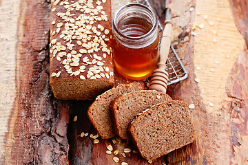 Image showing bread with honey and oats